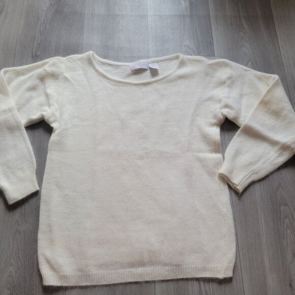 Vintage Cream Mohair & Wool Blend Sweater L - Picture 2 of 5